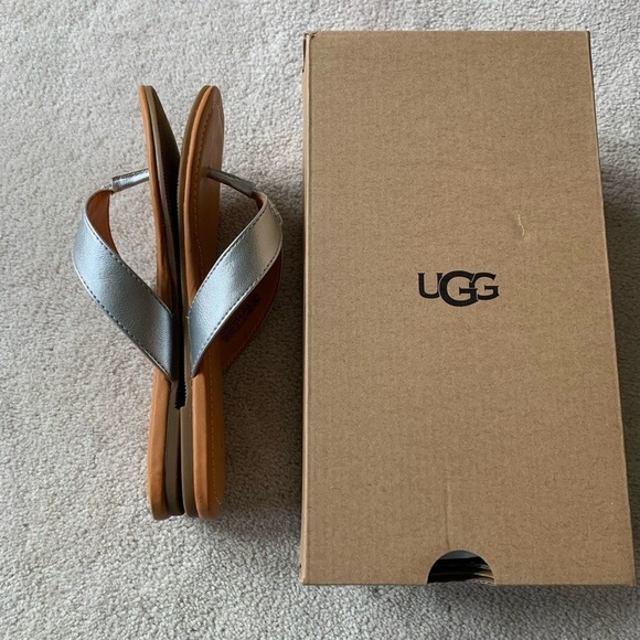 UGG TUOLUMNE  Silver Leather Sandal, size 7 - Picture 14 of 15